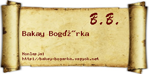 Bakay Bogárka névjegykártya